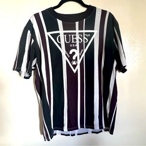 Mens Vintage Guess Originals 90’s Vertical Stripe Tee